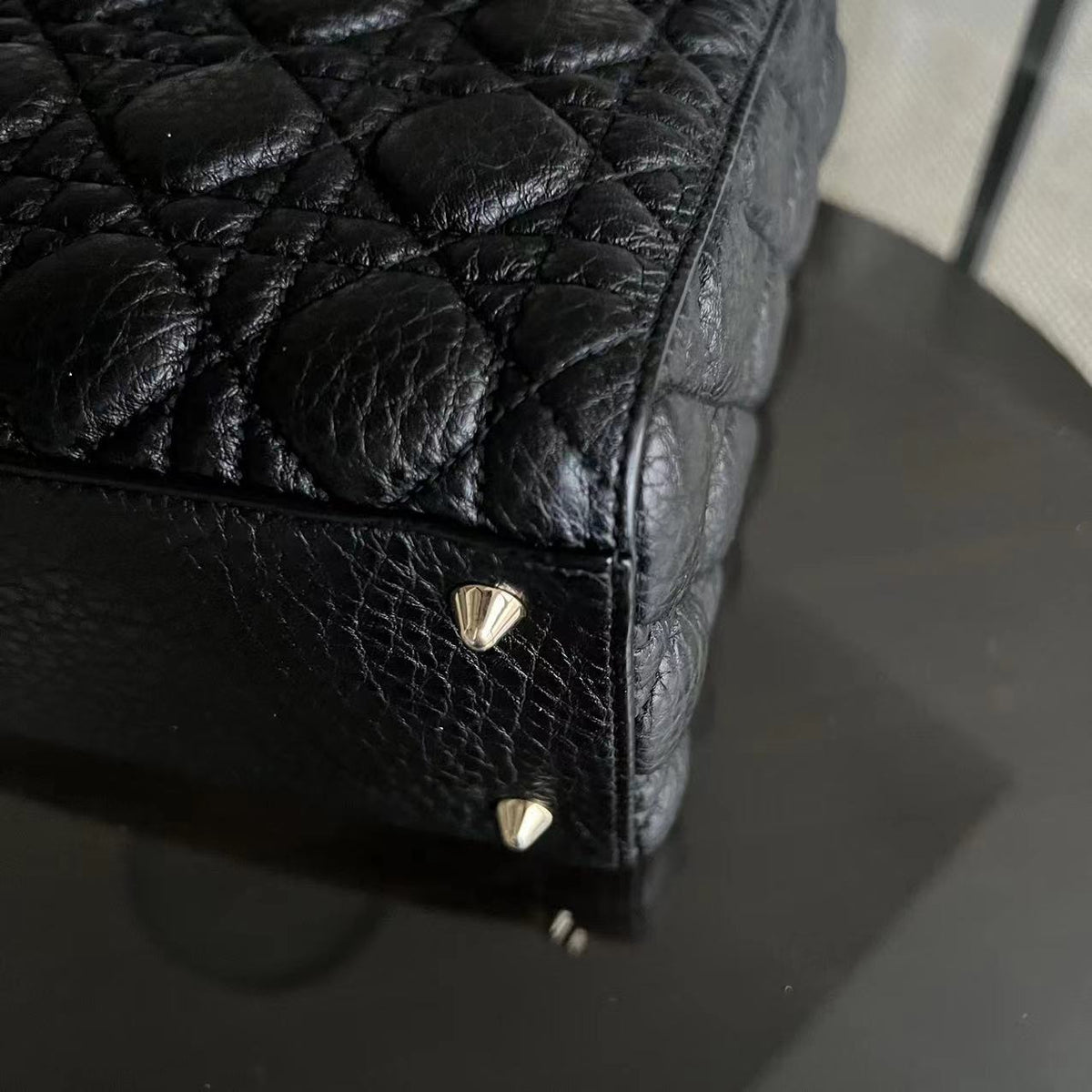 *Flap Version* Lady Medium Flap Cannage Grained Calfskin  Black GHW