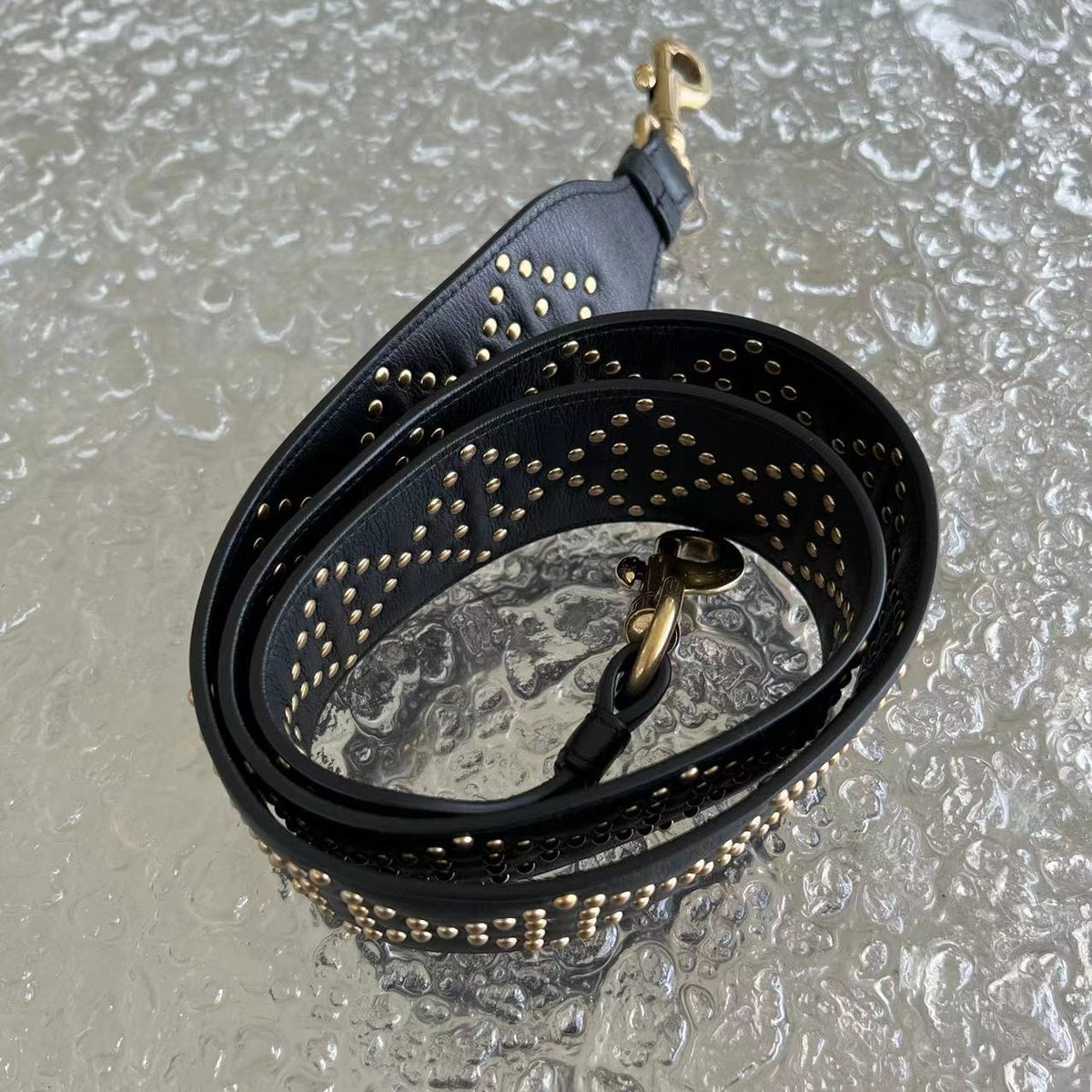 *Flap Version* Lady Medium Studded Cannage Lambskin Black Golden Hardware