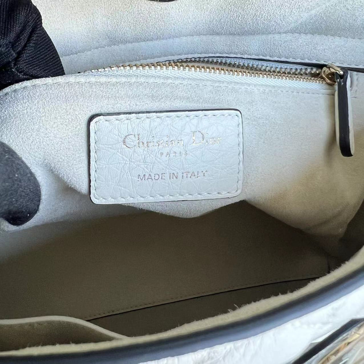 *Flap Version, Grained Calfskin, No Strap* Lady Medium White Cannage Grained Calfskin White GHW