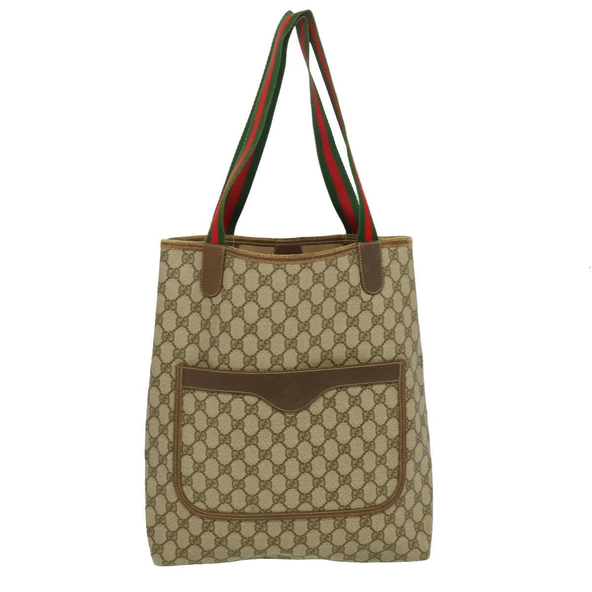 GUCCI Web Sherry Line GG Canvas Tote Bag Beige Red Green  fm1307