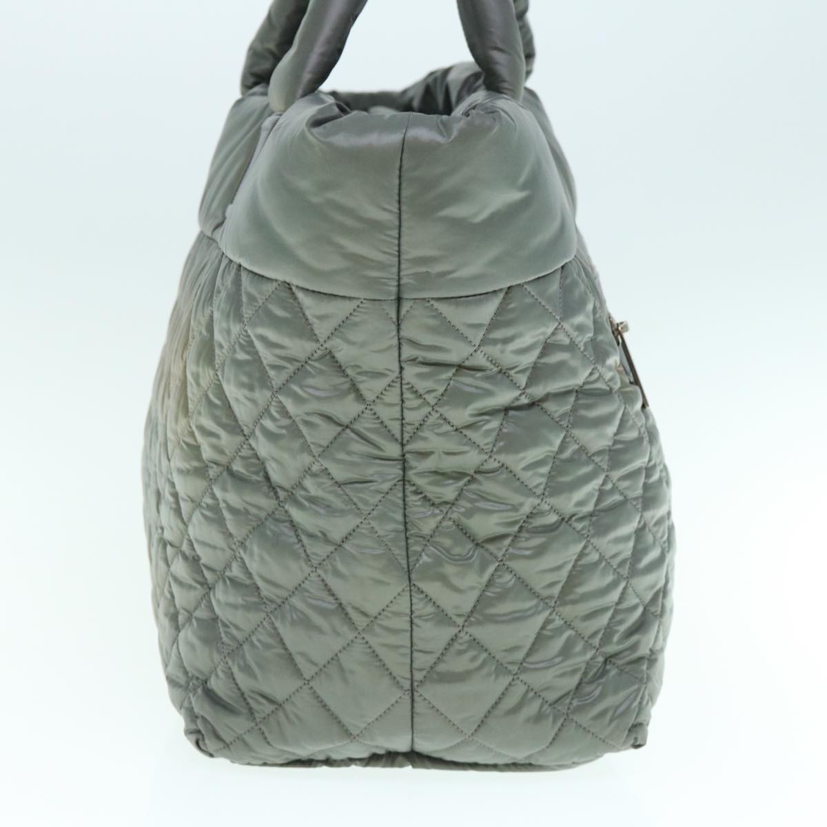 CHANEL Cococoon Hand Bag Nylon Gray CC Auth fm3055