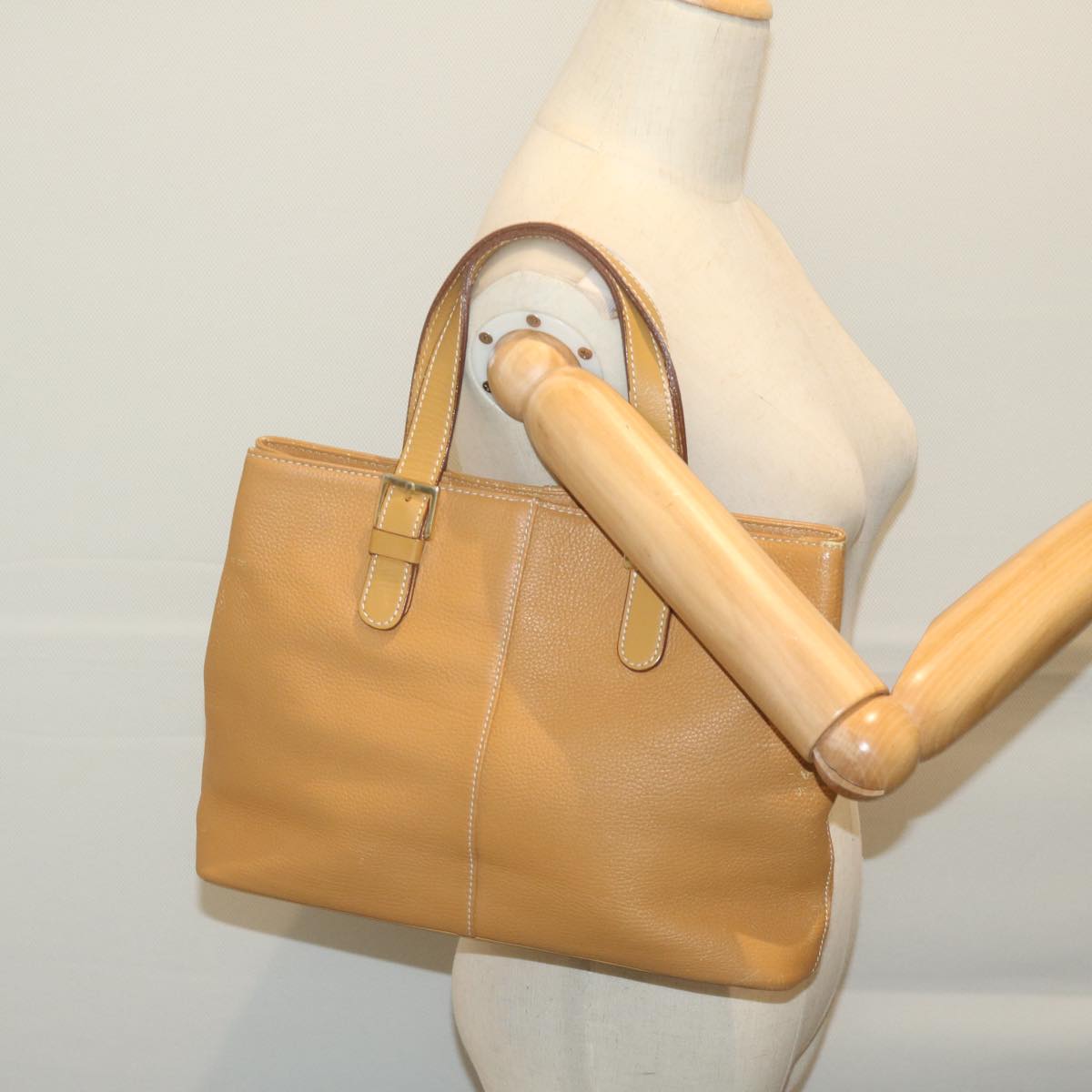 BURBERRYSs Tote Bag Leather Beige Auth fm3177