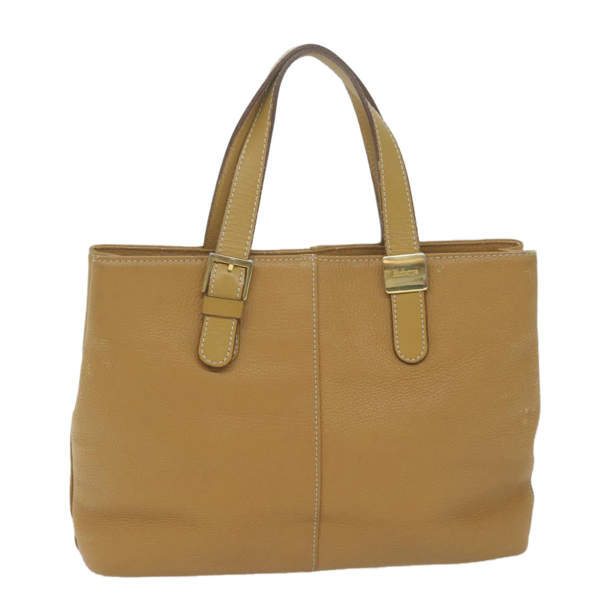 BURBERRYSs Tote Bag Leather Beige Auth fm3177