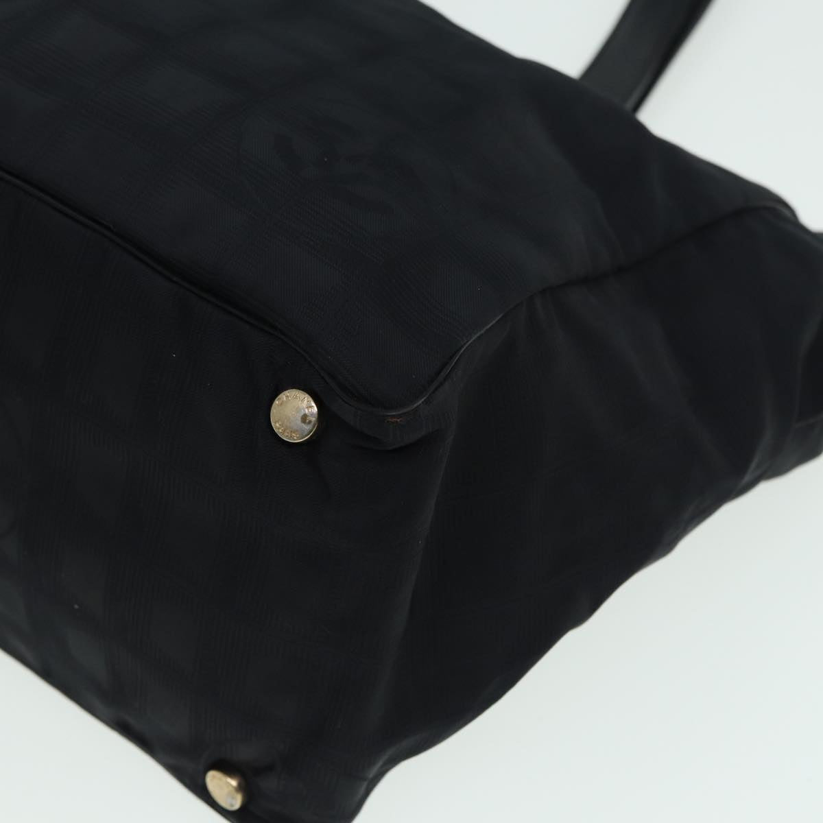 CHANEL New travel line Tote Bag Nylon Black CC Auth fm3625