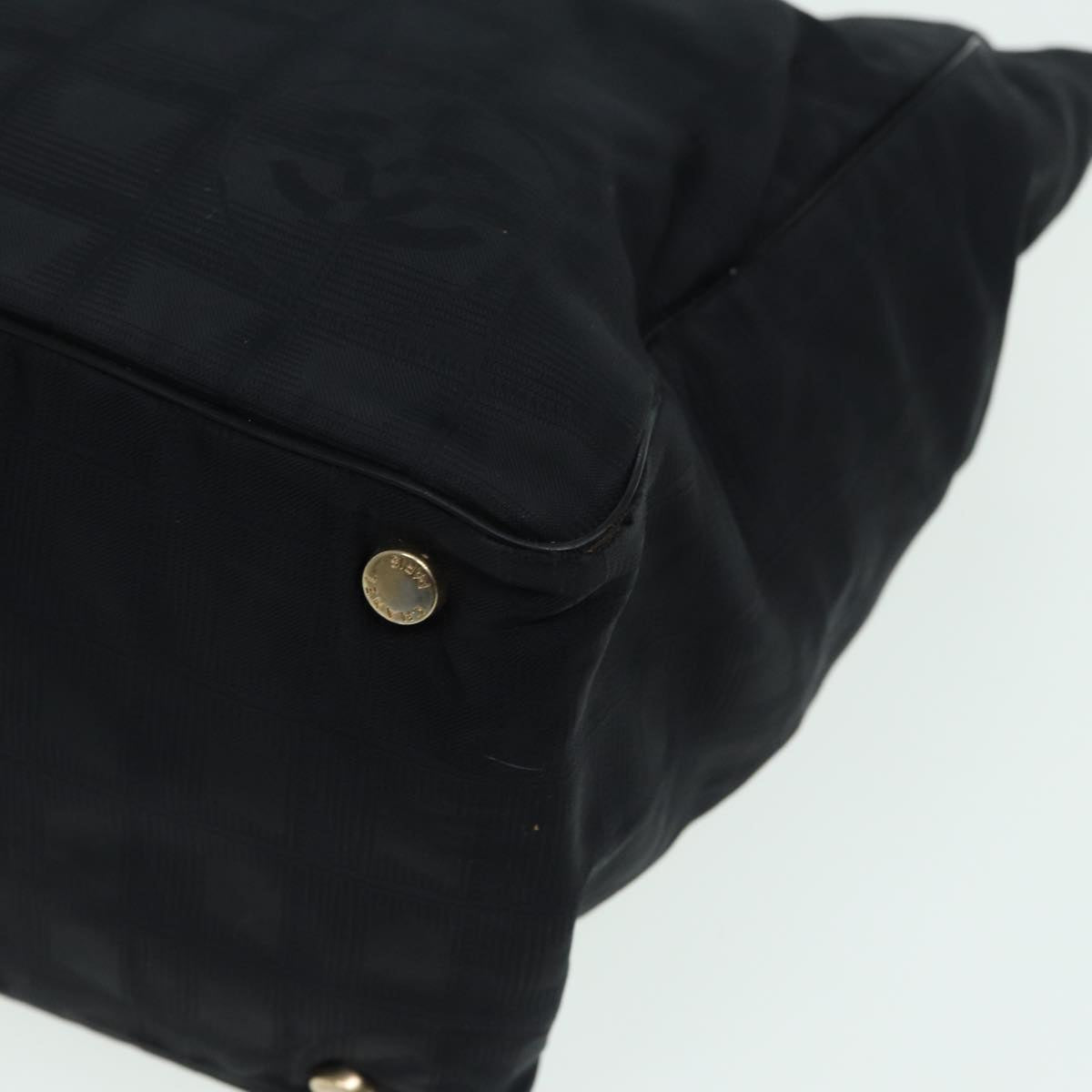 CHANEL New travel line Tote Bag Nylon Black CC Auth fm3625