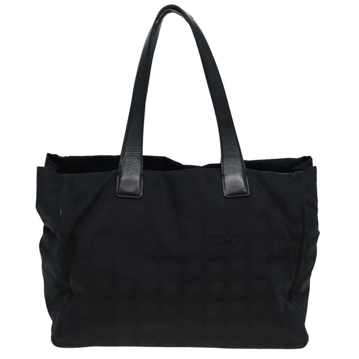 CHANEL New travel line Tote Bag Nylon Black CC Auth fm3625