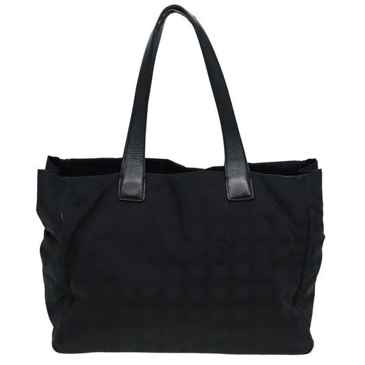 CHANEL New travel line Tote Bag Nylon Black CC Auth fm3625