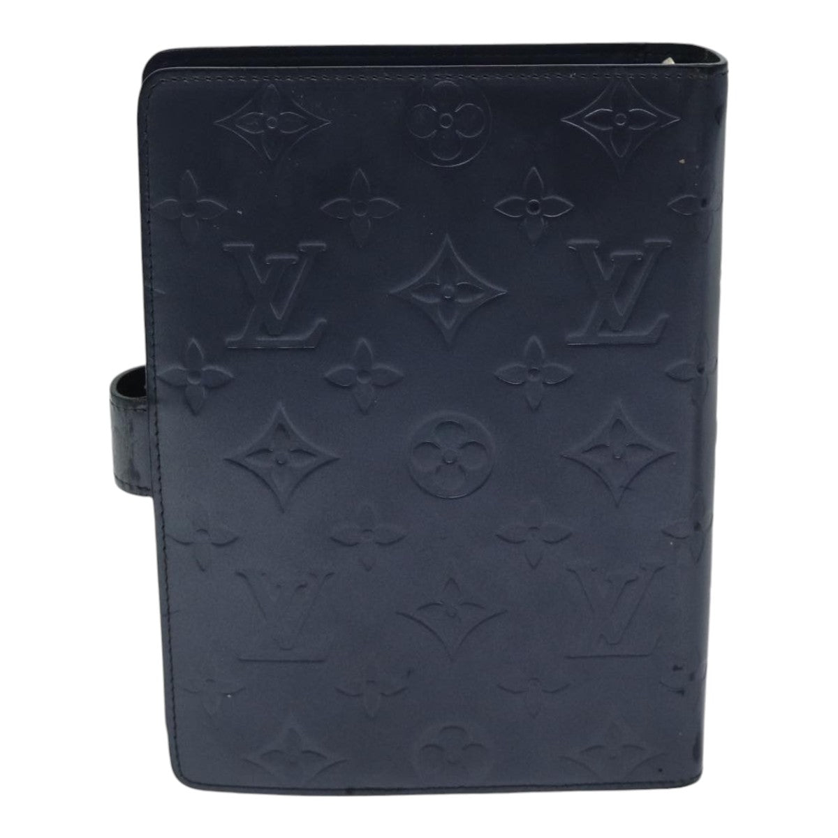 LOUIS VUITTON Monogram mat Agenda MM Day Planner Cover Navy LV Auth fm3771