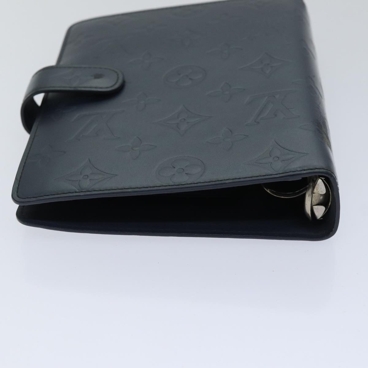 LOUIS VUITTON Monogram mat Agenda MM Day Planner Cover Navy LV Auth fm3771