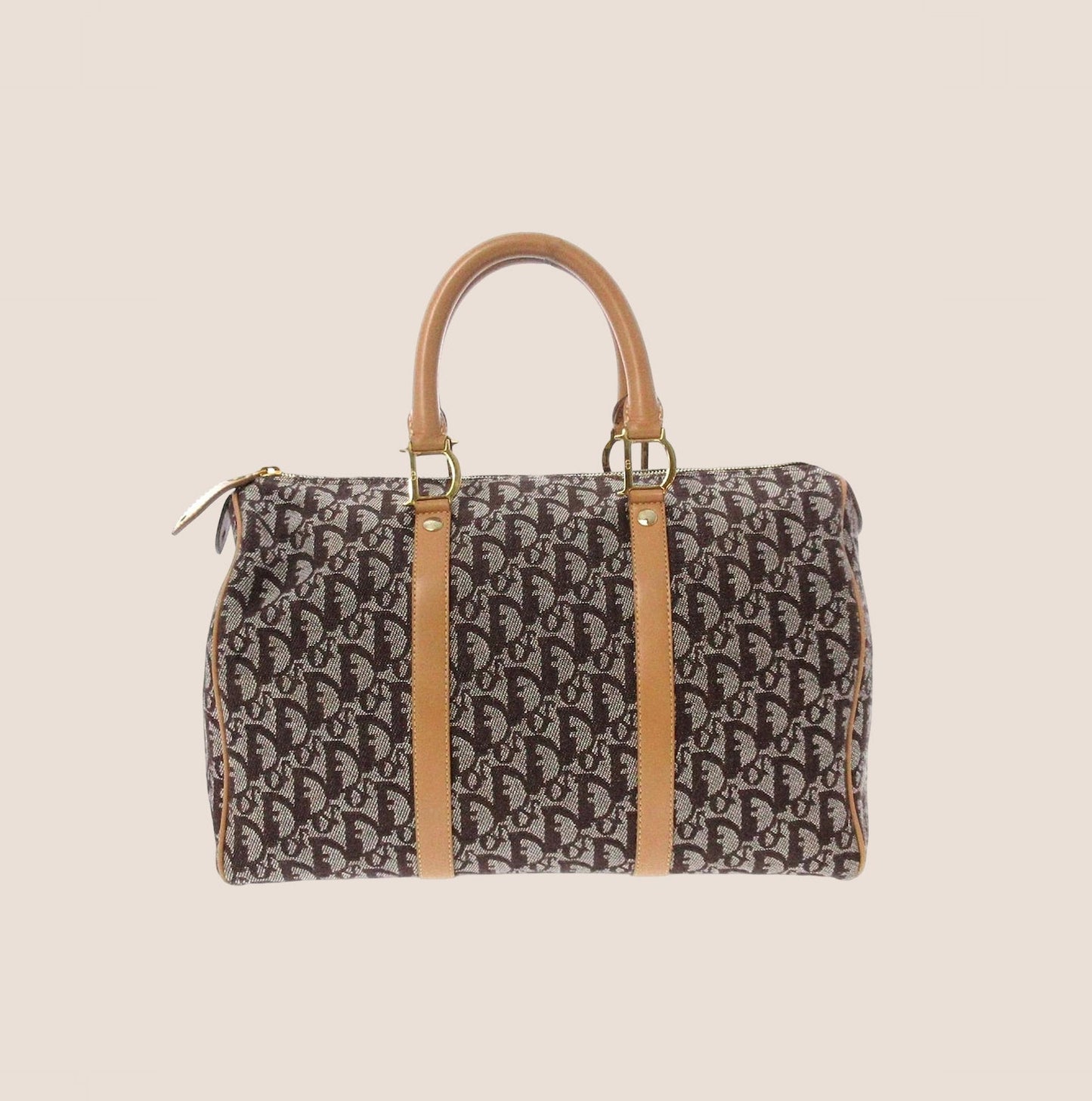 CHRISTIAN DIOR GREY & TAN DIORISSIMO CANVAS WEEKENDER BAG
