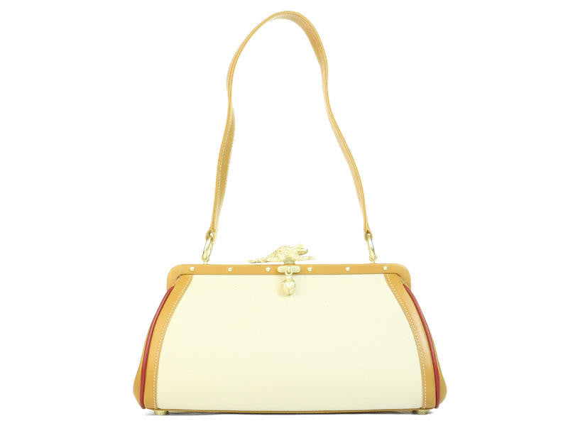 Kieselstein-Cord Small Cream Canvas Toad Bag