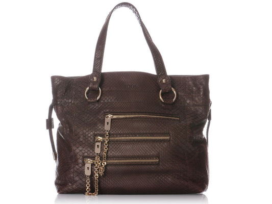 Tod's Brown Snakeskin Tote