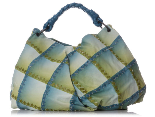 Bottega Veneta Blue and Green Maxi Milk Hobo