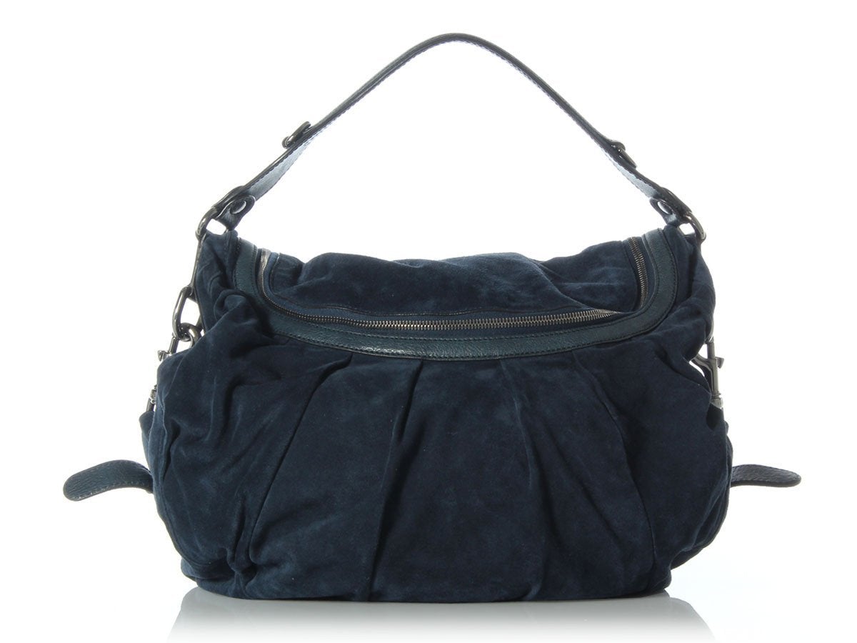 G*G Large Blue Suede Icon Bit Bag