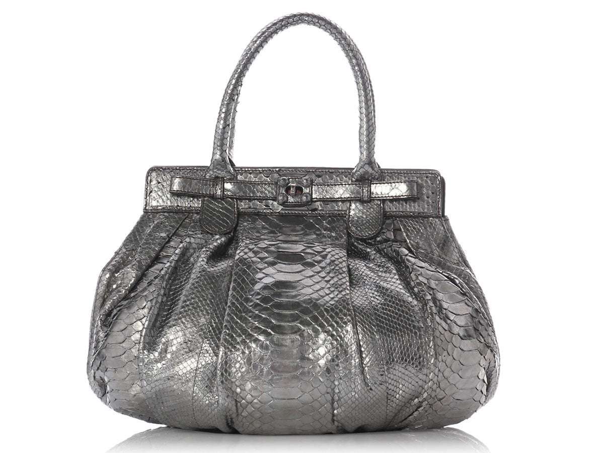 Zagliani Pewter Python Puffy