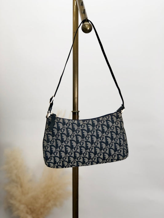 Christian Dior Trotter Shoulder bag Hobobag Navy Vintage htxeg2