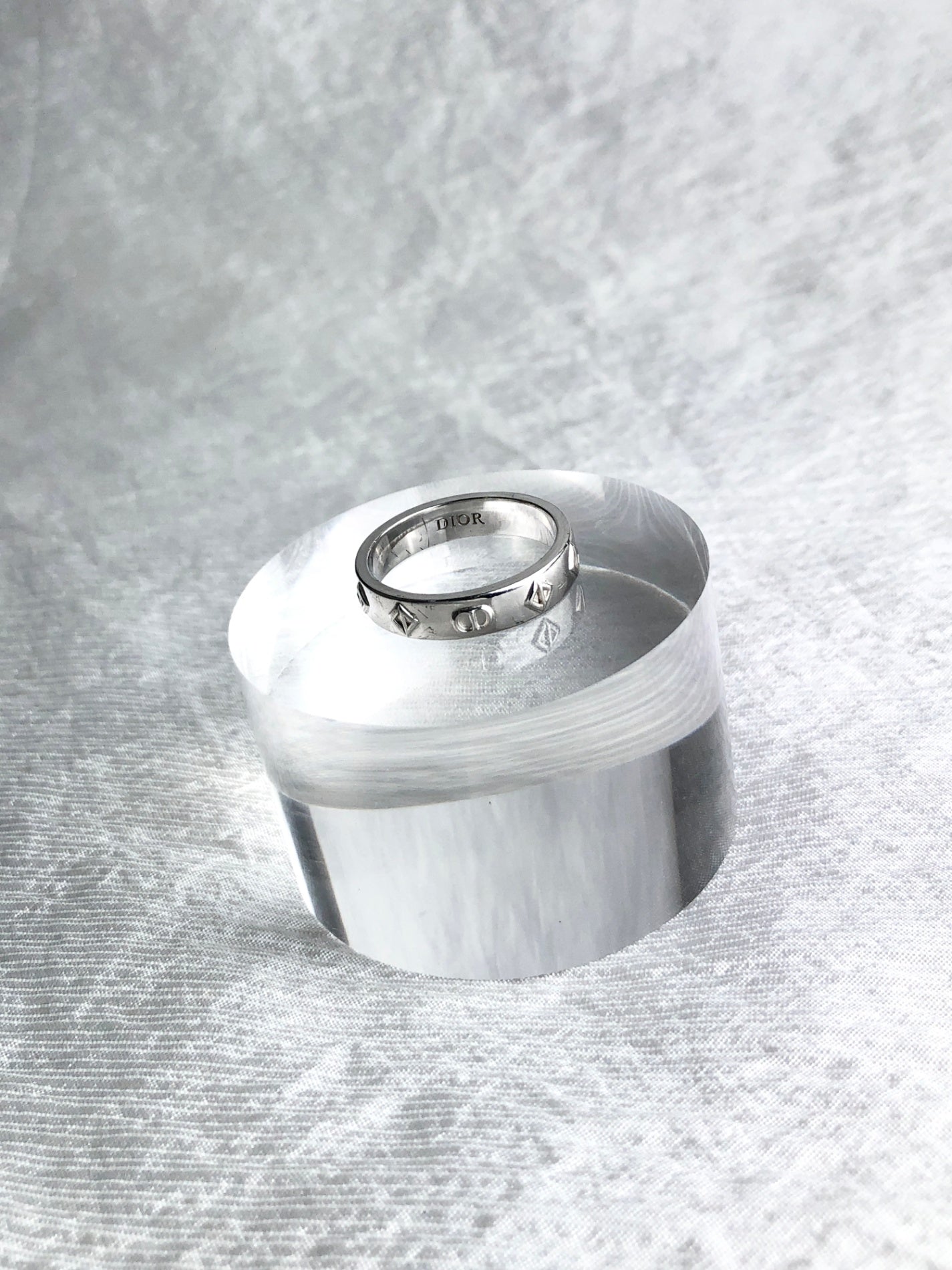 Christian Dior CD Logo Ring Silver Vintage ntf73h