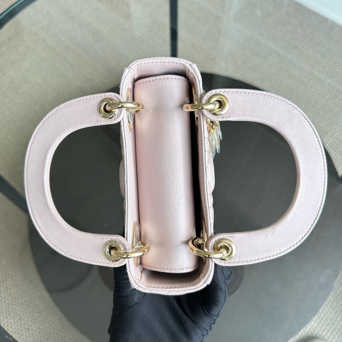 *Full Set, Receipt, Chain Strap* Lady Mini Cannage Lambskin Iridescent Pink GHW