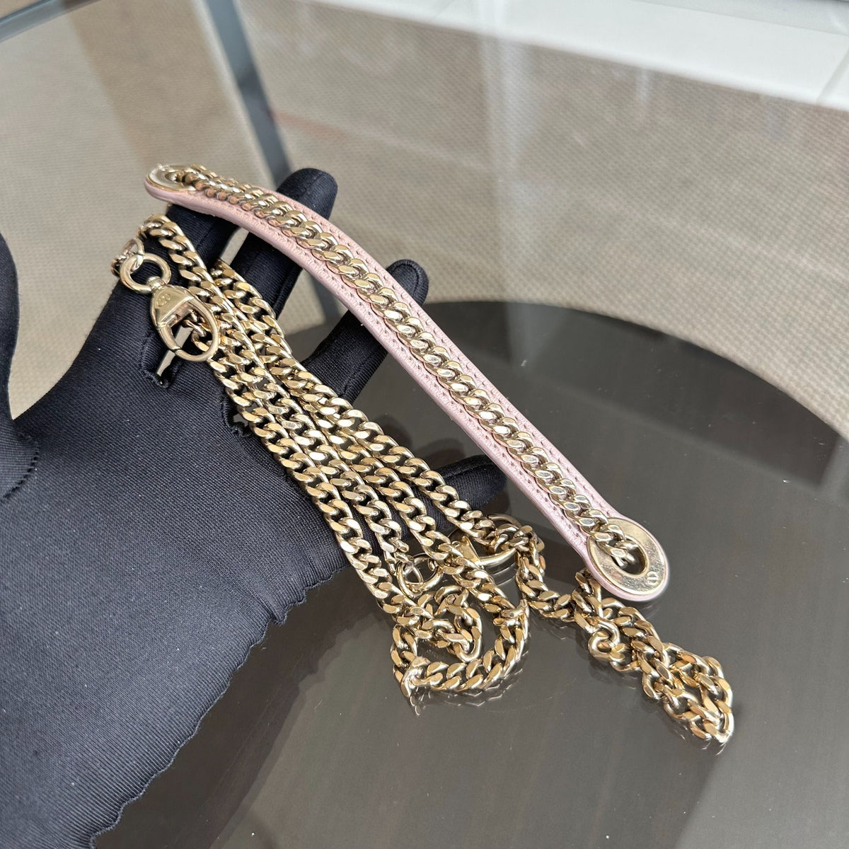 *Full Set, Receipt, Chain Strap* Lady Mini Cannage Lambskin Iridescent Pink GHW