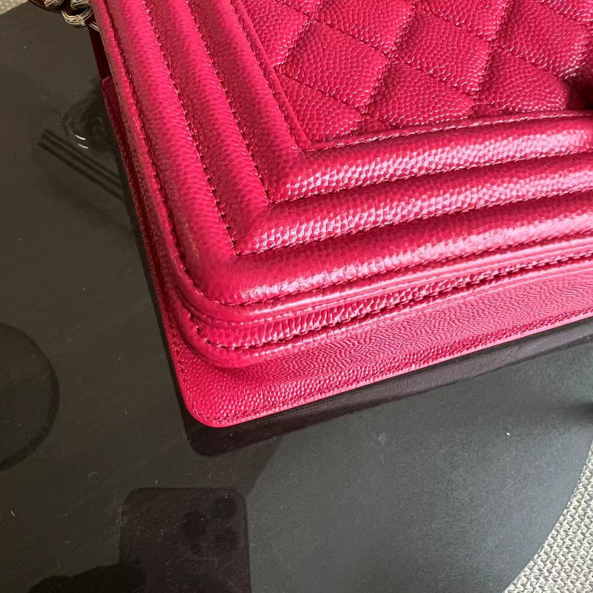 *Full Set, Receipt* Caviar Boy Old Medium 25CM Quilted Calfskin Hot Pink GHW LGHW No 23