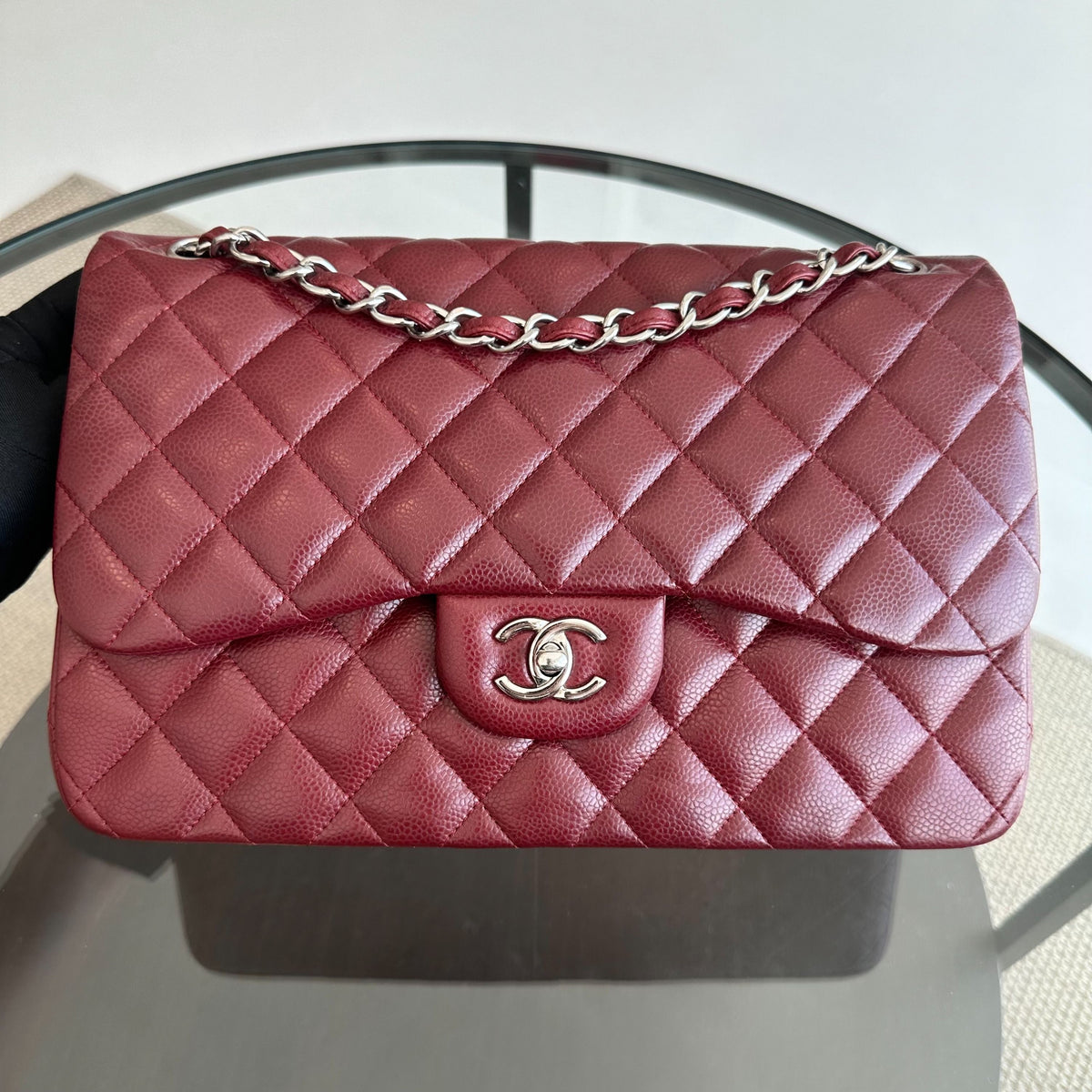 *Full Set, Receipt* Caviar Jumbo Double Flap Burgundy SHW No 14