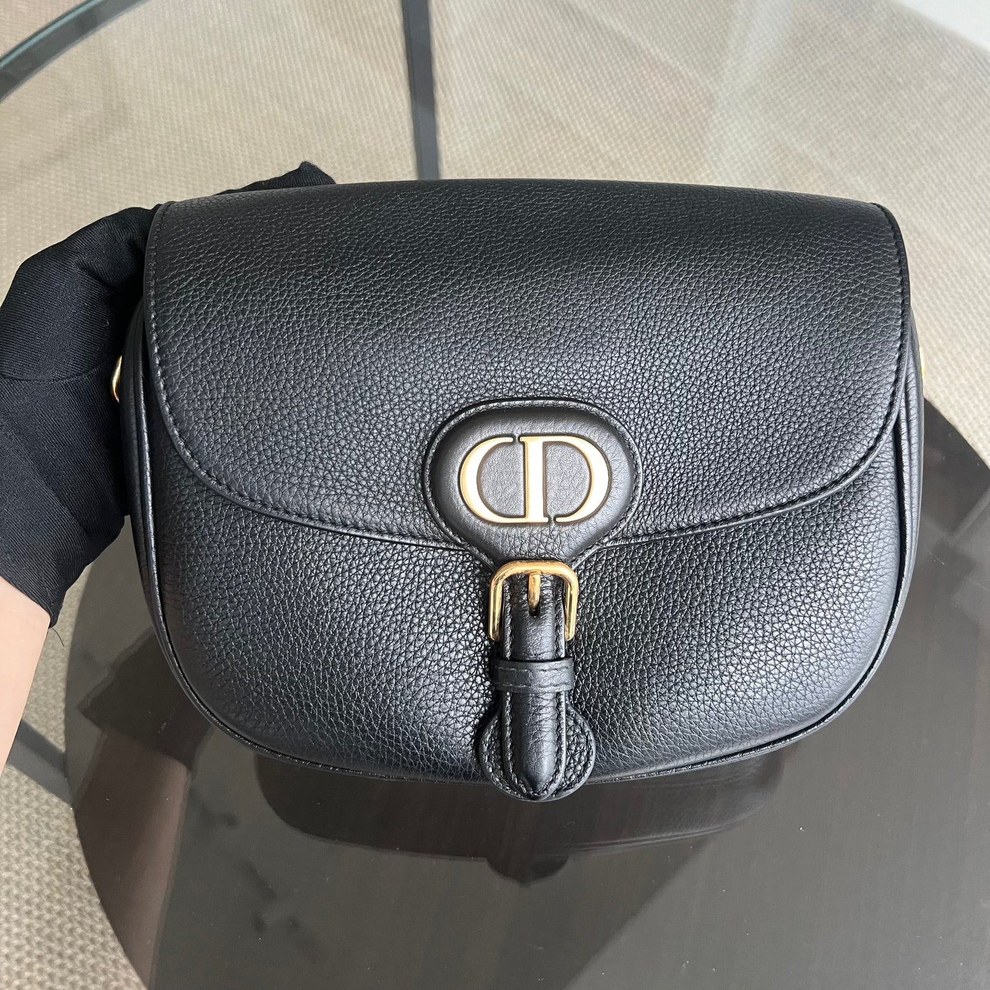 Dior Bobby Medium Grained Calfskin Black Golden Hardware