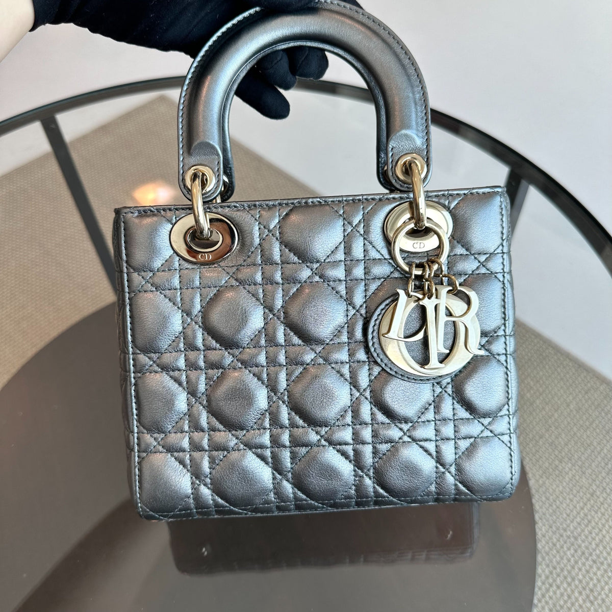 *Full Set, Receipt* Lady ABC Small Metallic Gunmetal Lambskin MyABC LGHW