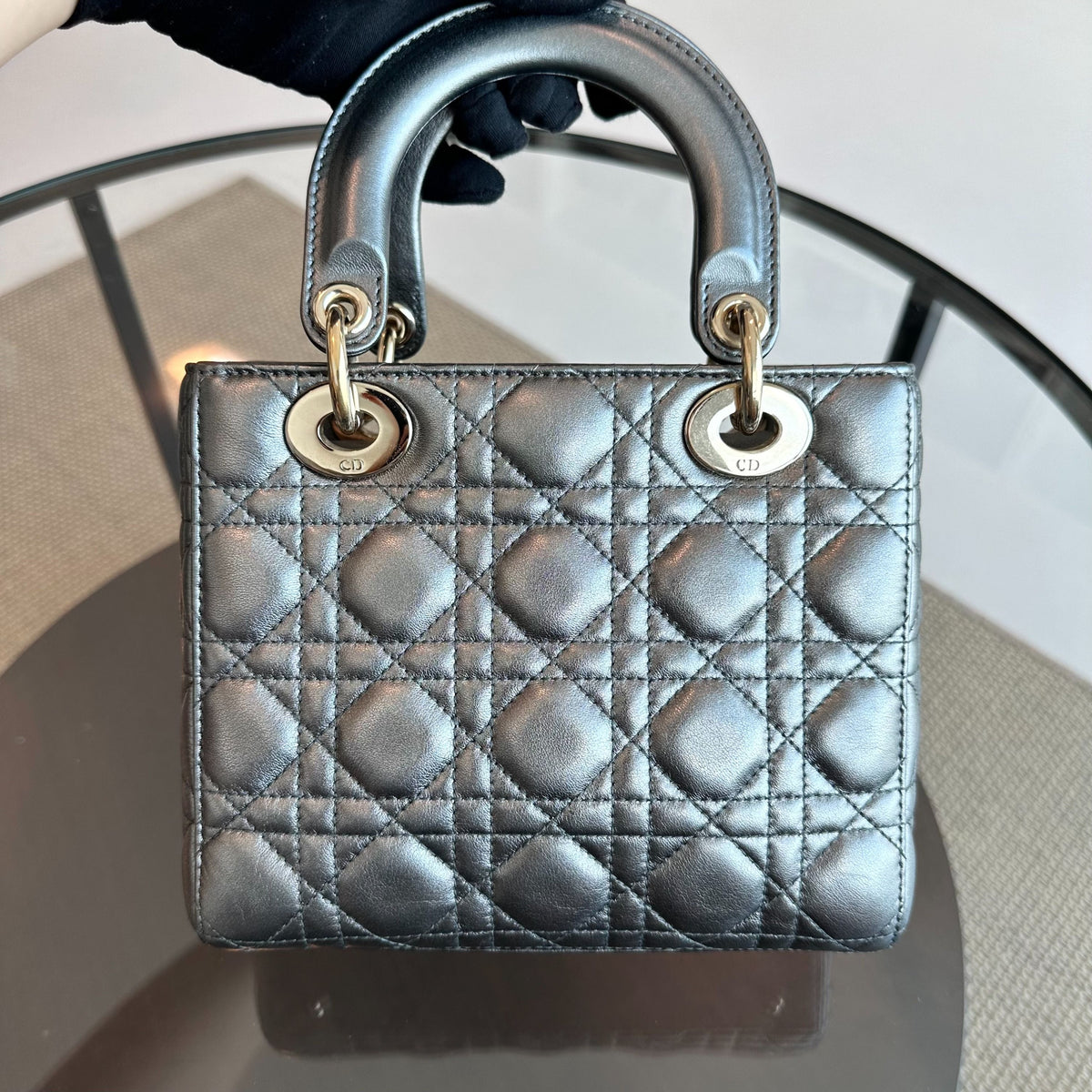 *Full Set, Receipt* Lady ABC Small Metallic Gunmetal Lambskin MyABC LGHW
