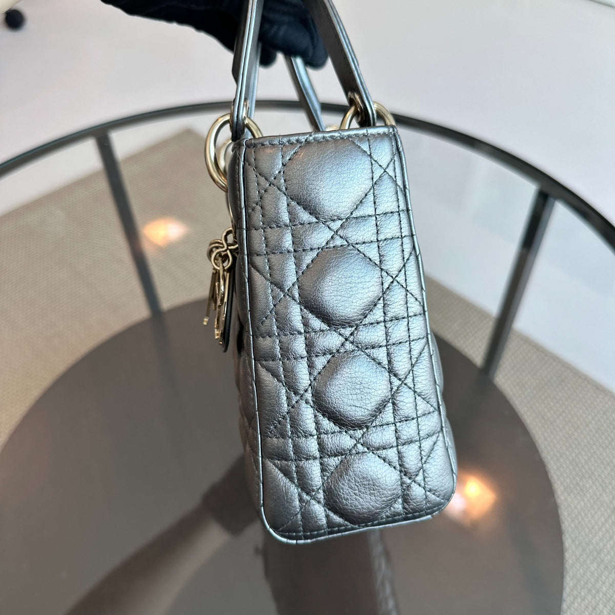 *Full Set, Receipt* Lady ABC Small Metallic Gunmetal Lambskin MyABC LGHW