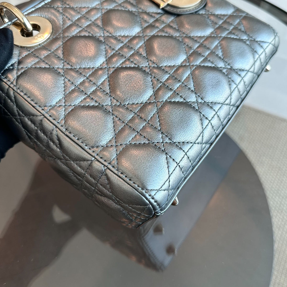 *Full Set, Receipt* Lady ABC Small Metallic Gunmetal Lambskin MyABC LGHW