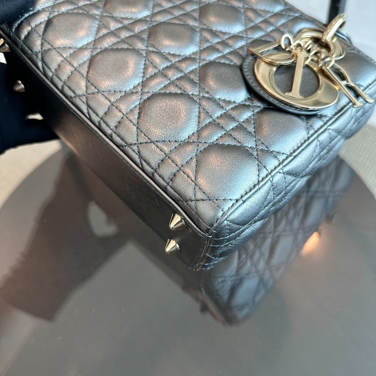 *Full Set, Receipt* Lady ABC Small Metallic Gunmetal Lambskin MyABC LGHW