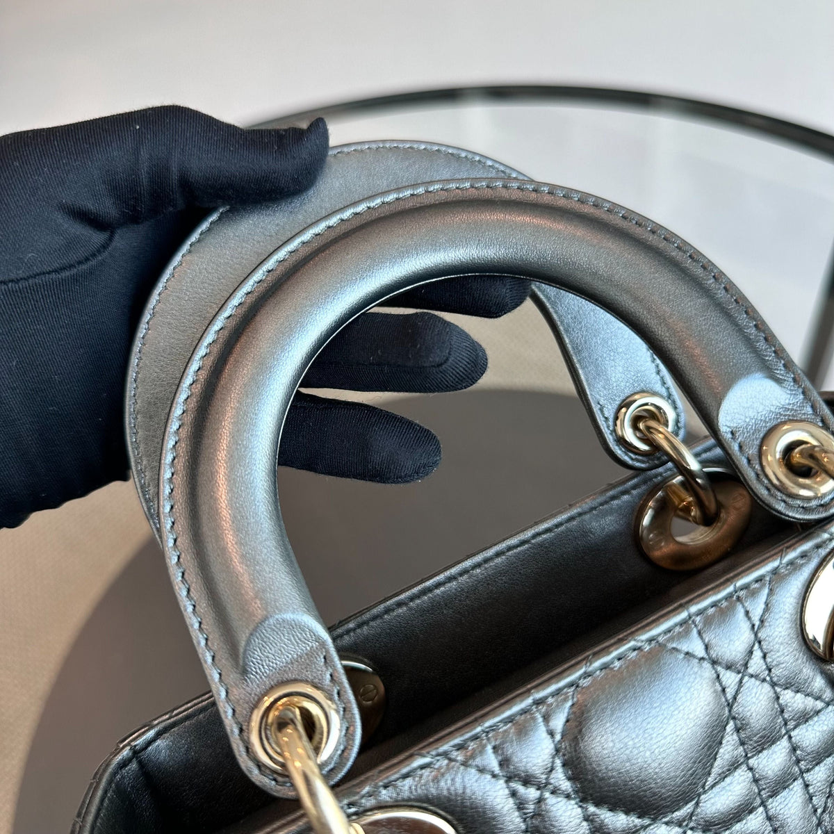 *Full Set, Receipt* Lady ABC Small Metallic Gunmetal Lambskin MyABC LGHW