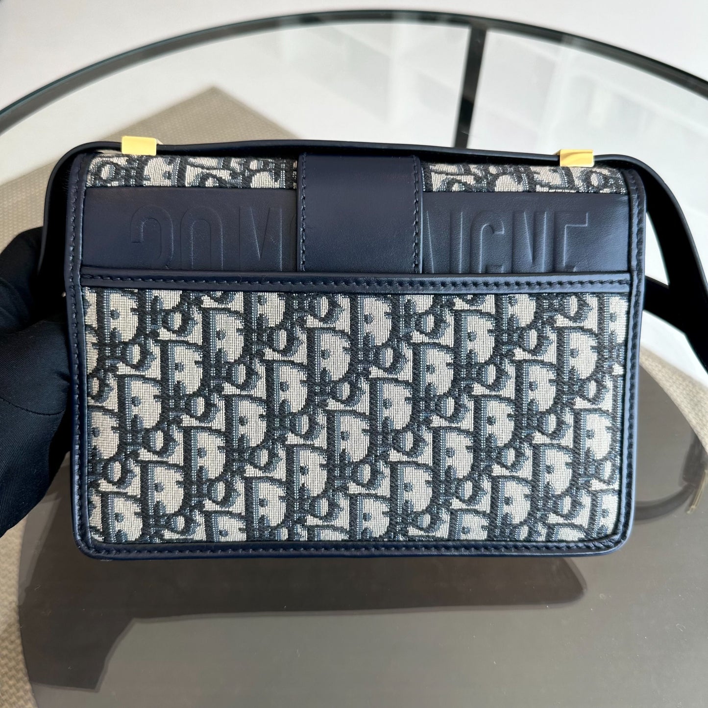 *Full Set, Receipt* Montaigne 30 Oblique Canvas Blue Shoulder Bag GHW