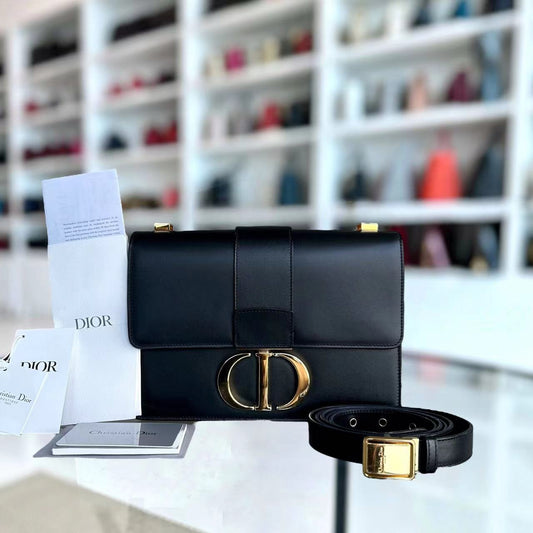 *Full Set Receipt* Montaigne 30 Smooth Calfskin Black Golden Hardware