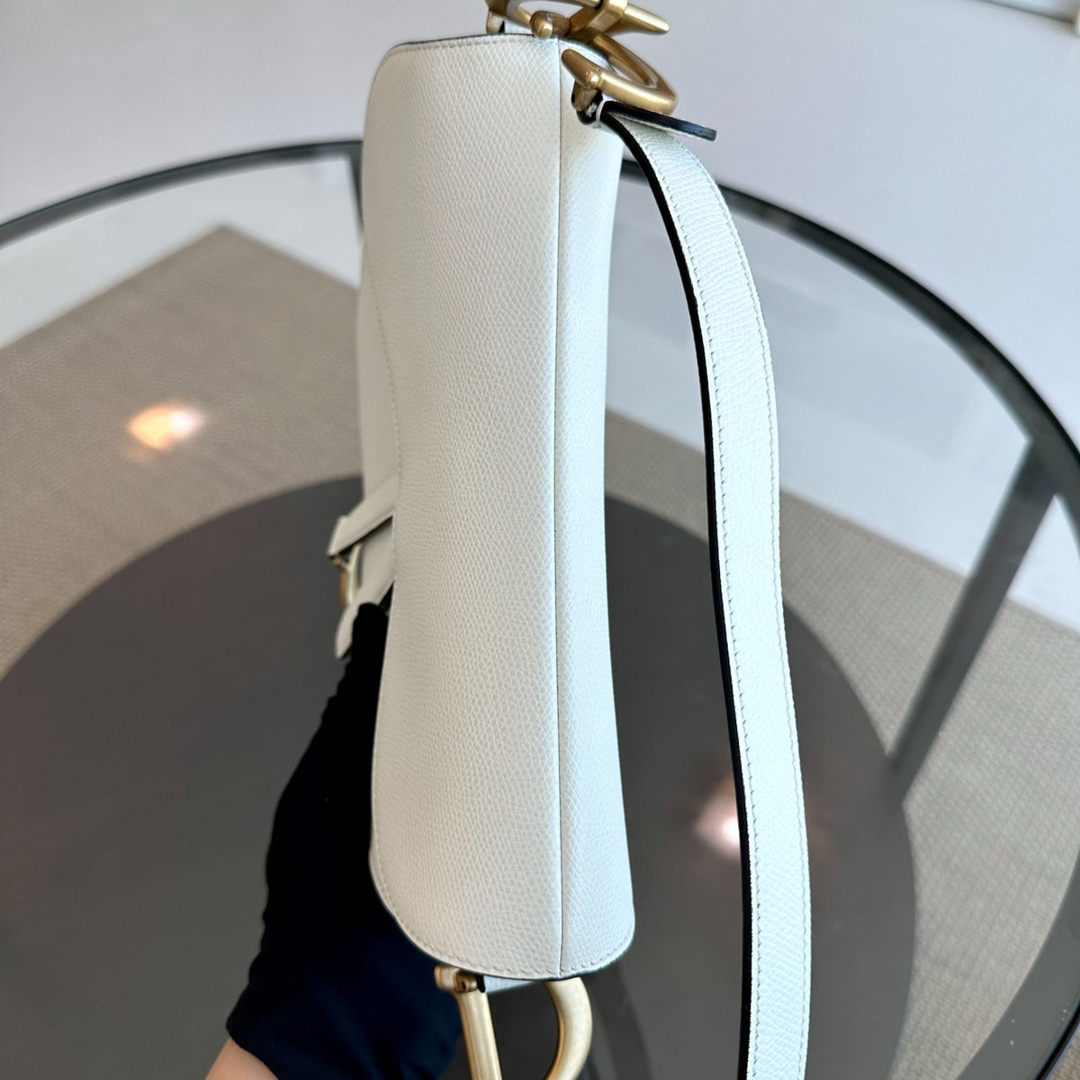 *Full Set, Receipt* Saddle Medium Grained Calfskin Caviar White GHW