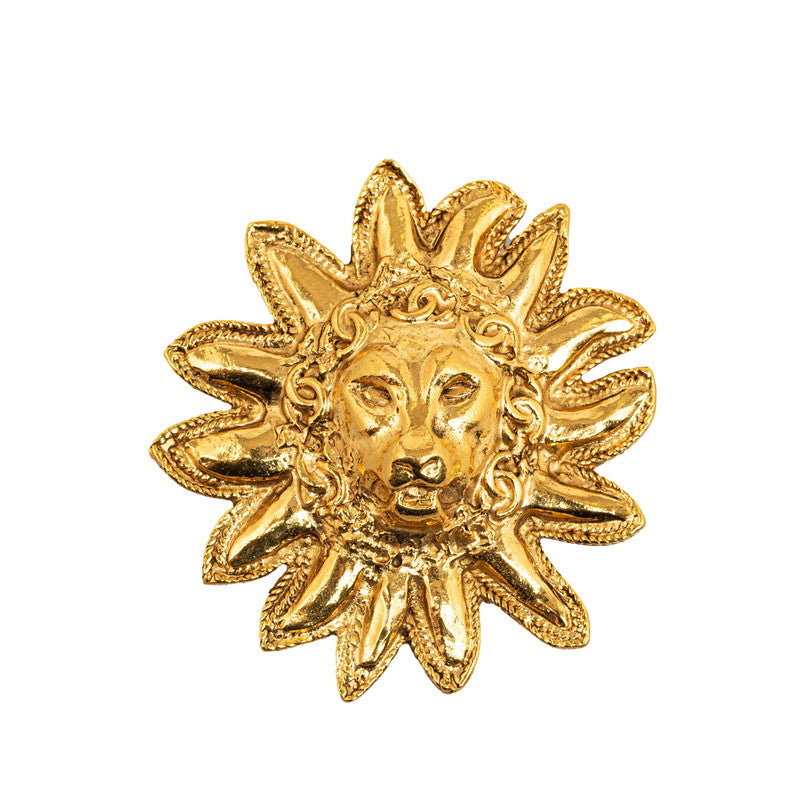 Chanel Lion Sun Motif Brooch Gold Plated