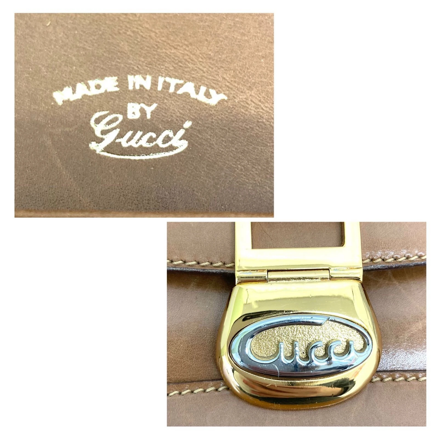 Gucci camel leather original 'Lady Lock style' two-way bag