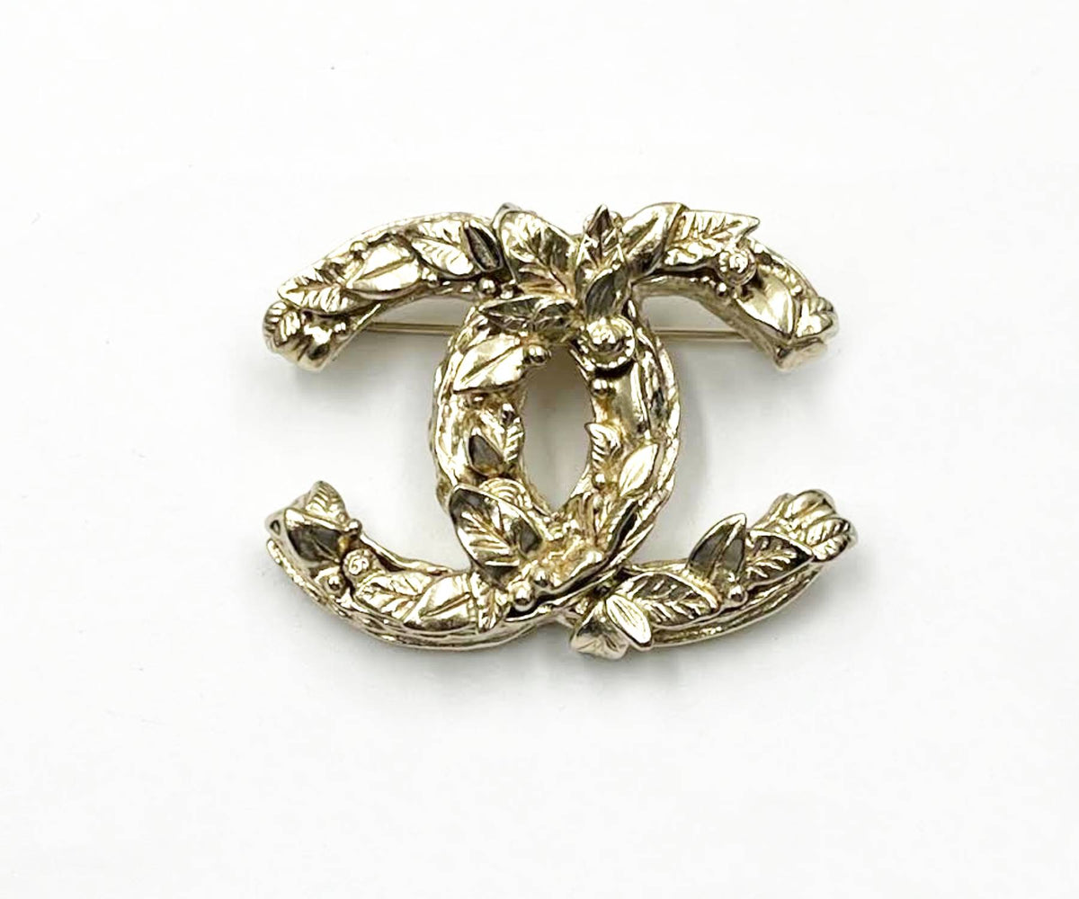 Top Quality Chanel Gold CC Golden Leaves Brooch