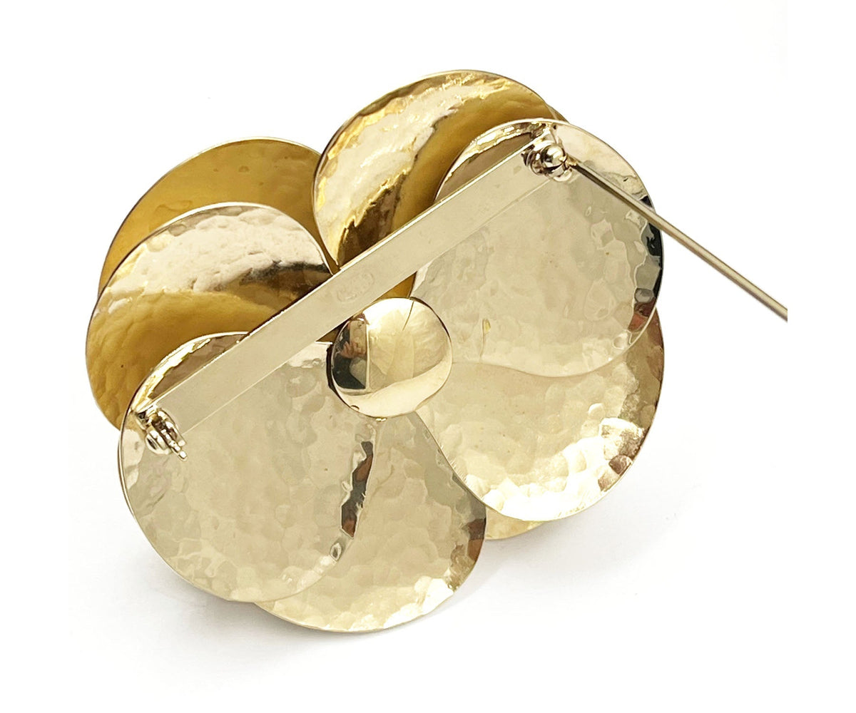 Top Quality Chanel Gold CC Ivory Camellia Large Brooch