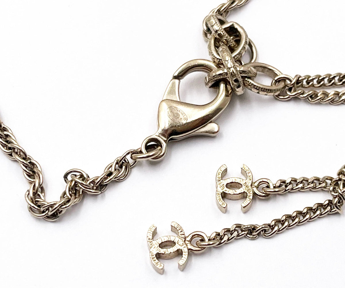 Top Quality Chanel gold CC Pastel Flower Crystal Pearl Long Necklace