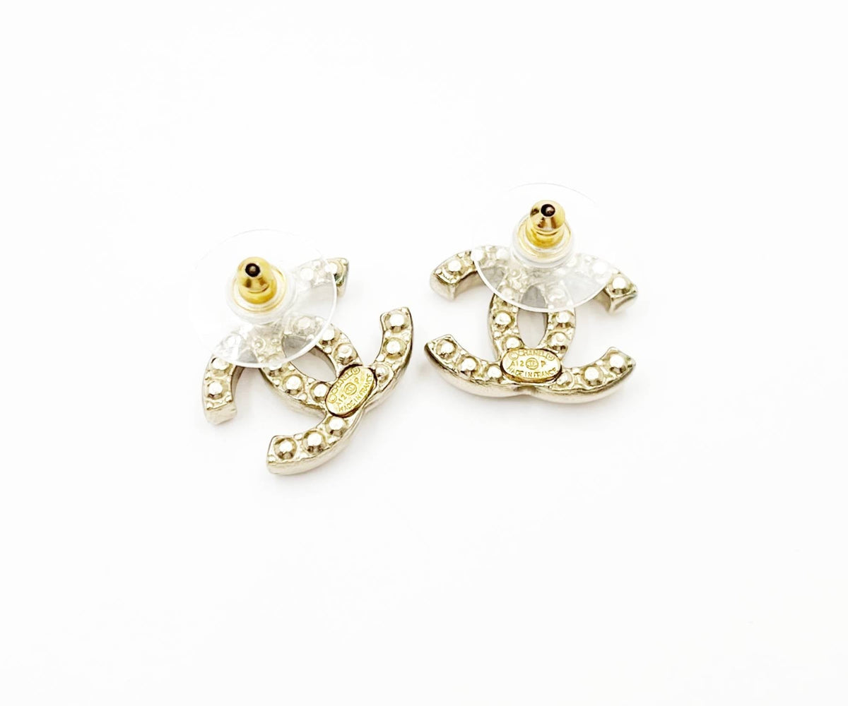 Top Quality Chanel Gold CC Pastel Pink Pearl Piercing Earrings