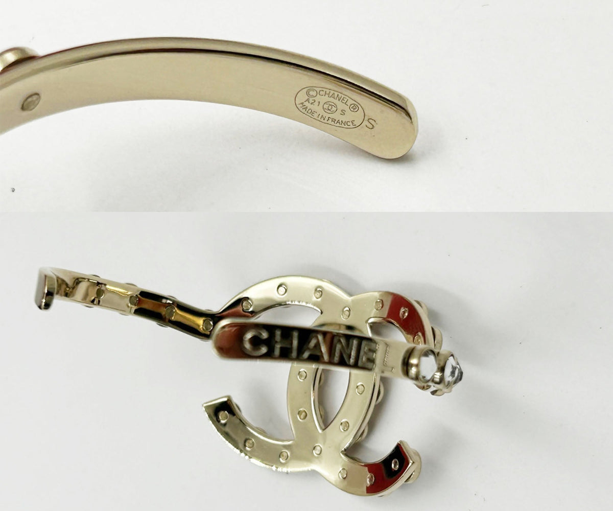 Top Quality Chanel Gold CC Solitaire Crystal Cuff Bracelet