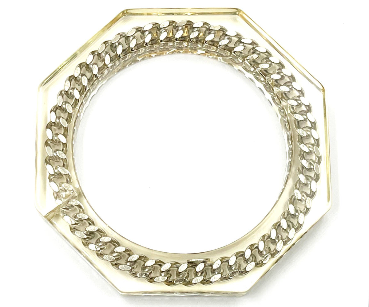 Top Quality Chanel Gold Silver Chain Resin Cuff Bangle Bracelet