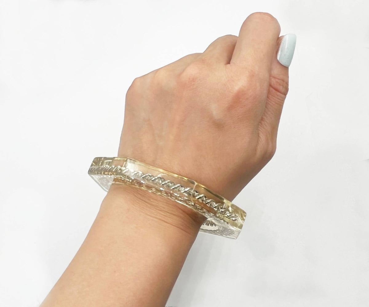 Top Quality Chanel Gold Silver Chain Resin Cuff Bangle Bracelet