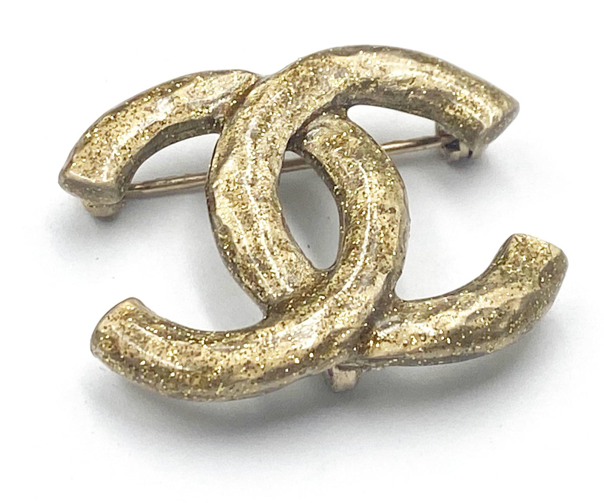 Top Quality Chanel Gold CC Glitter Pendant Small Brooch