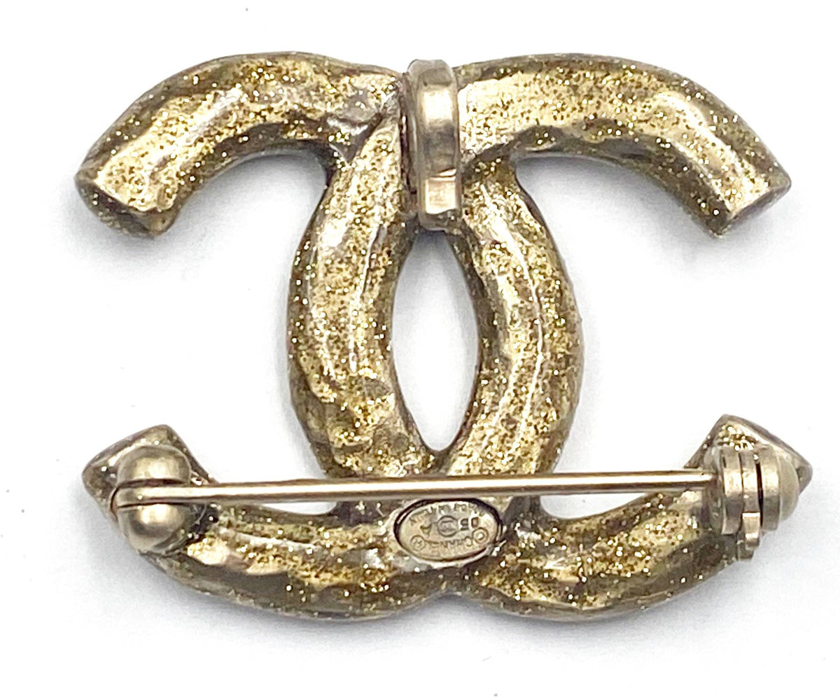 Top Quality Chanel Gold CC Glitter Pendant Small Brooch