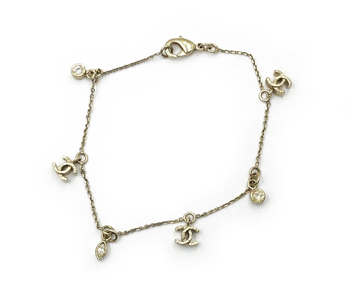 Top Quality Chanel Mini Gold CC Round Marquise Crystal Bracelet