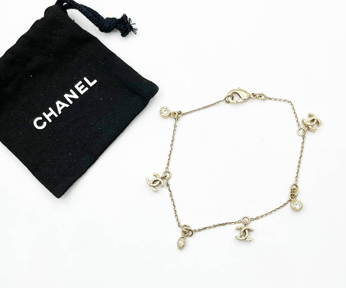 Top Quality Chanel Mini Gold CC Round Marquise Crystal Bracelet