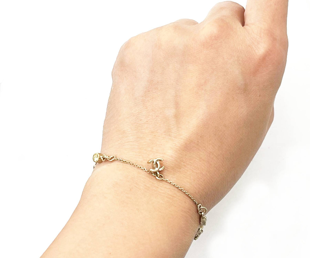 Top Quality Chanel Mini Gold CC Round Marquise Crystal Bracelet