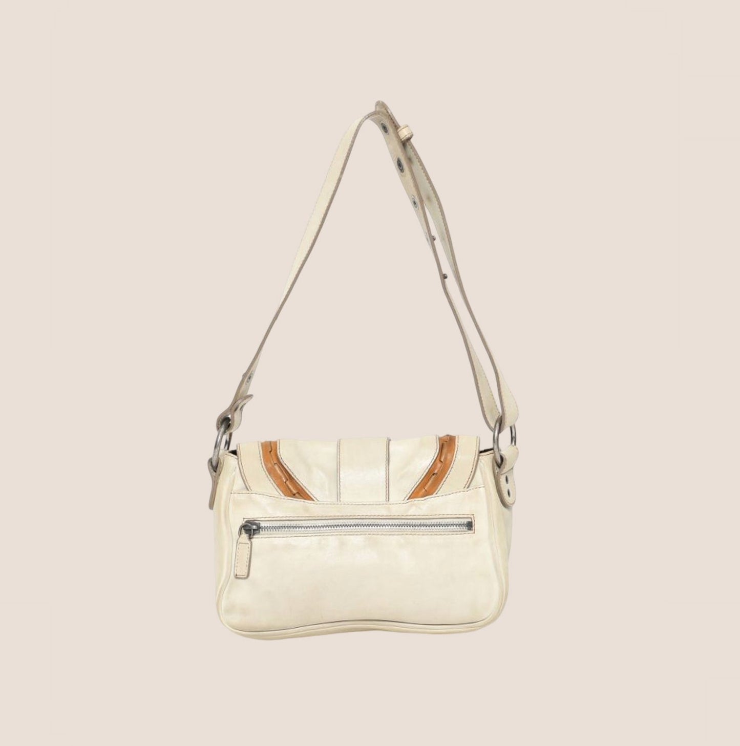 CHRISTIAN DIOR 2004 WHITE LEATHER MINI GAUCHO BAG